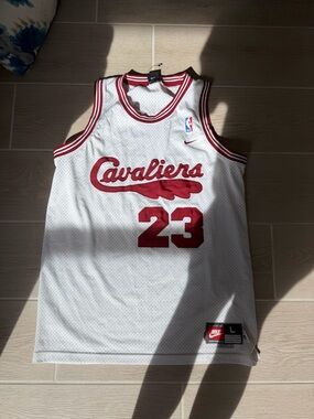 Nike White & Wine Cavaliers #23 Basketball Jersey